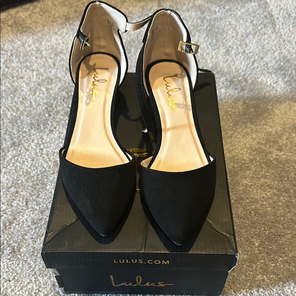 Lulu's Black Ankle Strap Heels